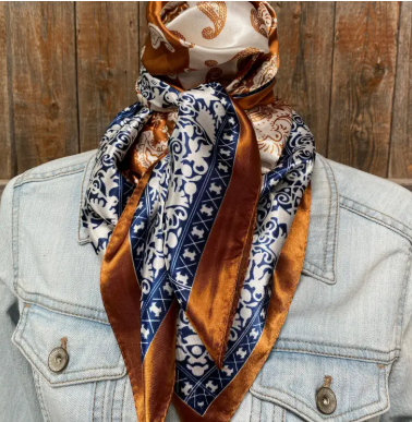 Rust and Navy Paisley Wild Rag/Scarf - 35 x 35" - WR3299