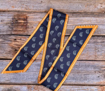 Navy and Rust Western Skinny Mini Wild Rag Scarf - TW107