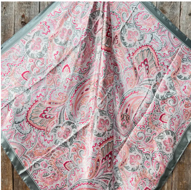 Pink and Grey Paisley Wild Rag/Scarf - 35 x 35" - WR3416