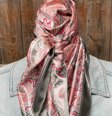 Pink and Grey Paisley Wild Rag/Scarf - 35 x 35" - WR3416