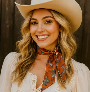 Brown and Tan Western Skinny Mini Wild Rag Scarf - TW137