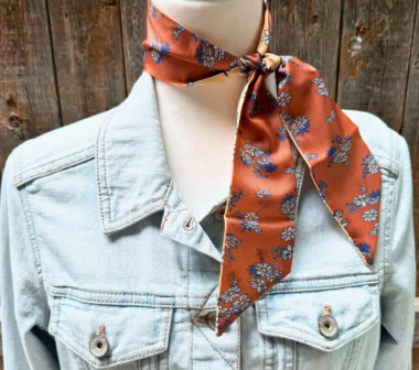 Brown and Tan Western Skinny Mini Wild Rag Scarf - TW137