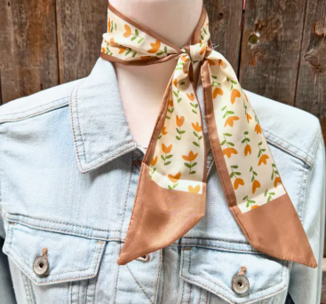 Tan and Cream Western Skinny Mini Wild Rag Scarf - TW103