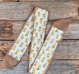 Tan and Cream Western Skinny Mini Wild Rag Scarf - TW103