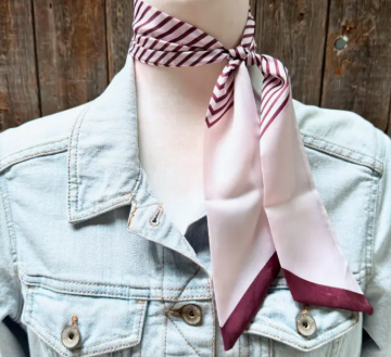 Burgandy and Cream Western Skinny Mini Wild Rag Scarf - TW141