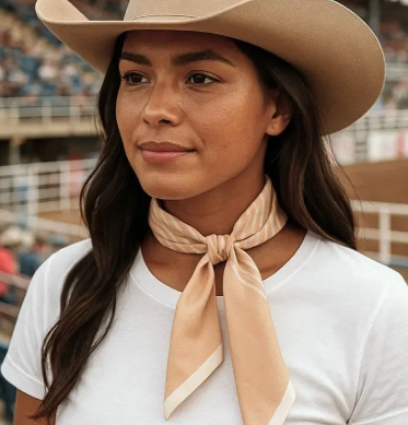 Tan and Cream Western Skinny Mini Wild Rag Scarf - TW106
