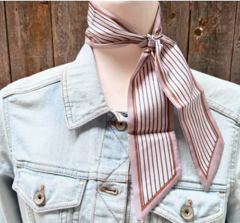 Cream and Brown Western Skinny Mini Wild Rag Scarf - TW101