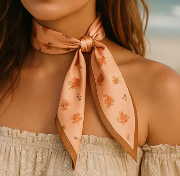 Pink and Tan Western Skinny Mini Wild Rag Scarf - TW136