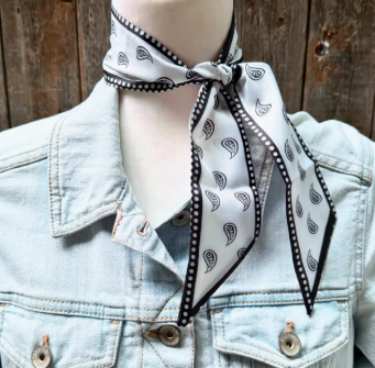 Black and White Western Skinny Mini Wild Rag Scarf - TW120