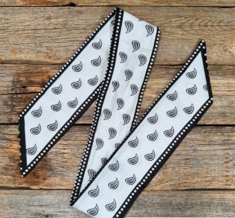 Black and White Western Skinny Mini Wild Rag Scarf - TW120