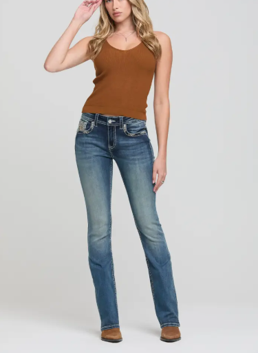 Grace in LA 3 Diamonds Modify Mid Rise Boot Cut 34" - EB-81810
