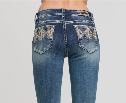 Grace in LA 3 Diamonds Modify Mid Rise Boot Cut 34" - EB-81810