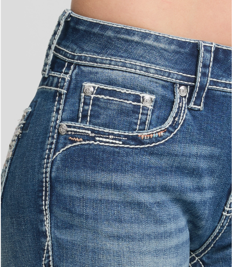 Grace in LA Dream Catcher Modify Mid Rise Boot Cut Jean 34" - EB-52051