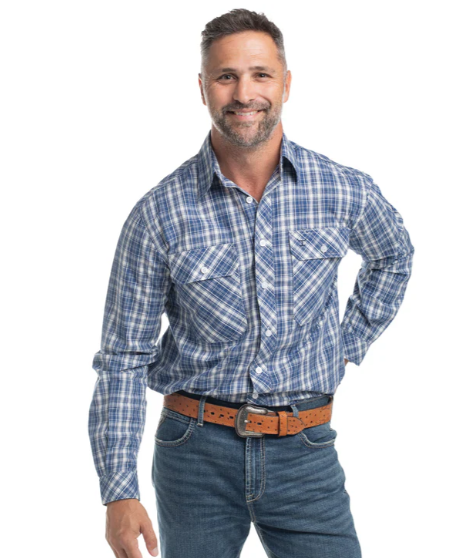 Just Country Mens Austin Full Button Print Workshirt - MWLS2668