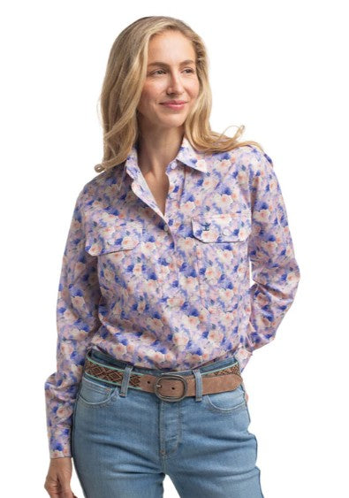 Just Country Ladies Georgie Half Button Print L/S Shirt - WWLS2645