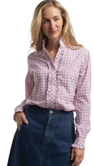 Just Country Ladies Abbey Frills Full Button Print L/S Shirt - WWLS2635