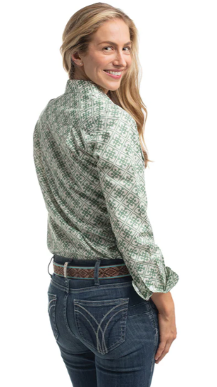 Just Country Ladies Abbey Frills Full Button Print L/S Shirt - WWLS2639