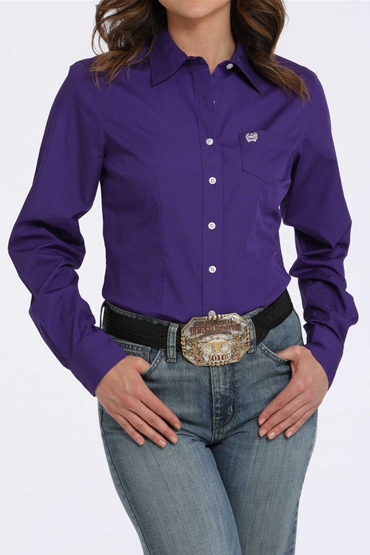 Cinch Ladies Solid Purple L/S Shirt - MSW9164076