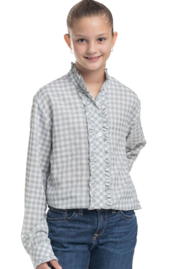 Just Country Girls Gracie Frills Full Button Check L/S Shirt - GWLS2636