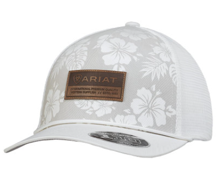 Ariat Ladies Hibiscus Flowers Mesh White Snap Back Cap - A300088805