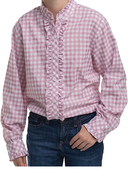 Just Country Girls Gracie Frills Full Button Check L/S Shirt - GWLS2635