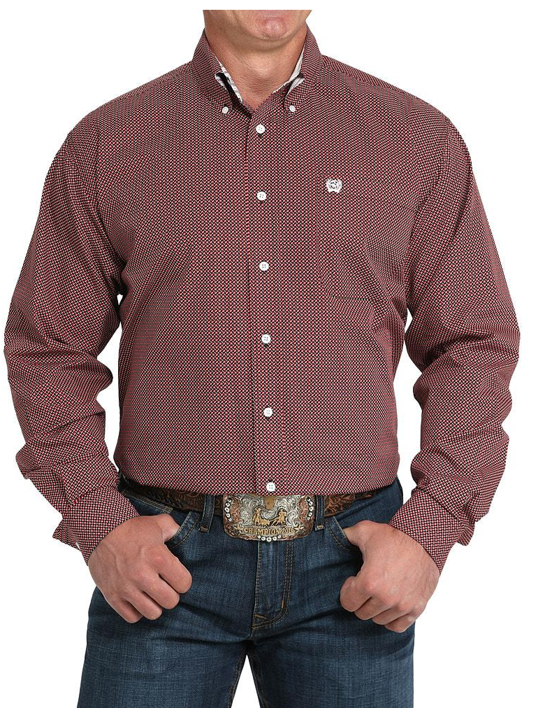 Cinch Mens Red Print Shirt - MTW105992X
