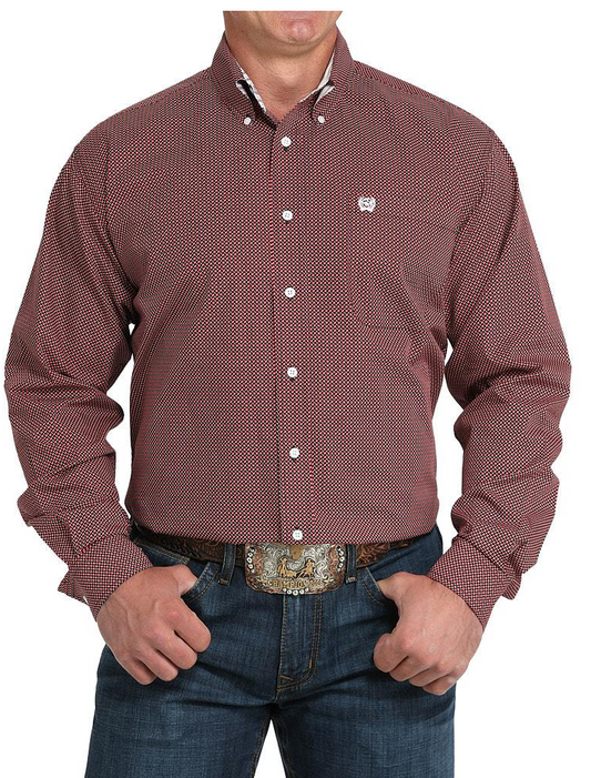 Cinch Mens Red Print Shirt - MTW105992X
