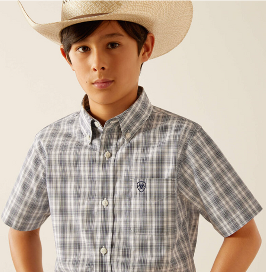 Ariat Boys Pro Series Charlie S/S Shirt - Navy - 10054788