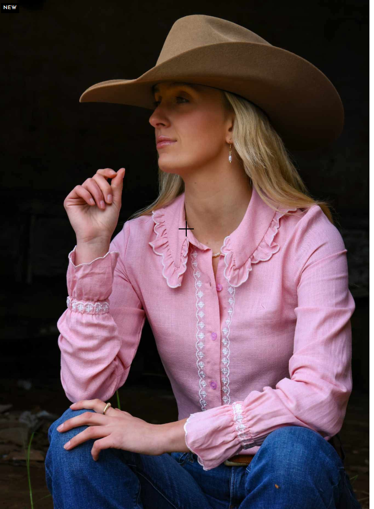 Lime & Soda Lottie Blouse - Pink with White Trim