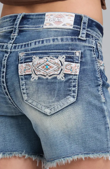 Grace in LA Bell Buckle Mid Rise Short - EH62033