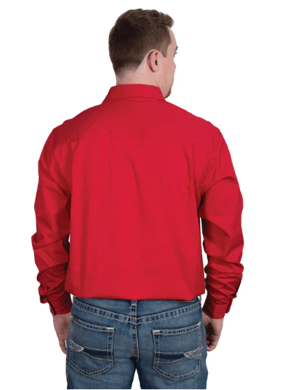 Just Country Mens 1/2 Button L/S Shirt - Chilli - 10101CHI