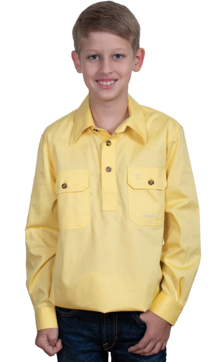 Just Country Boys Lachlan 1/2 button Work Shirt - Butter - 30303BUT