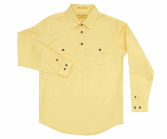 Just Country Boys Lachlan 1/2 button Work Shirt - Butter - 30303BUT