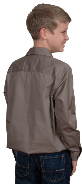 Just Country Boys Lachlan 1/2 button Work Shirt - Brown - 30303BWN