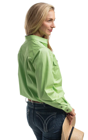Just Country Jahna 1/2 Button Work Shirt - Lime Green - 50505LGN