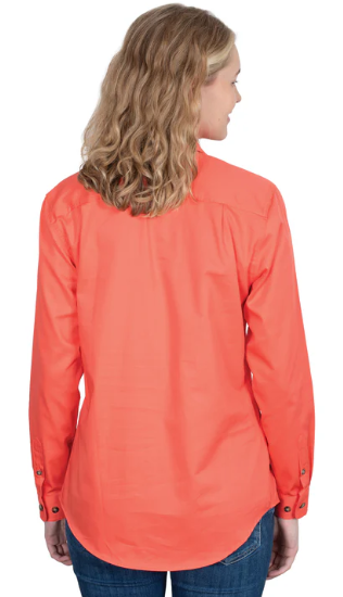 Just Country Ladies Jahna 1/2 Button L/S Shirt - Hot Coral - 50505HCL