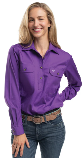 Just Country Ladies Jahna 1/2 Button L/S Shirt - Purple - 50505PUR