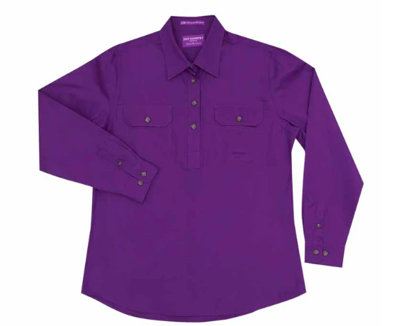 Just Country Ladies Jahna 1/2 Button L/S Shirt - Purple - 50505PUR