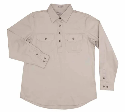 Just Country Ladies Jahna 1/2 Button L/S Shirt - Stone - 50505STN
