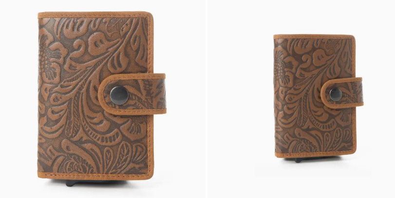 Myra Wild Rose Leather Credit Card Holder in Rustwood Floral