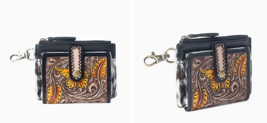 Wildflowers of the Prairie Credit Card Holder in Black & Brown