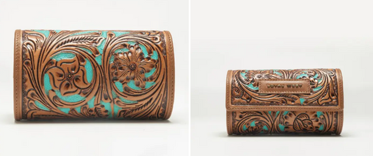 Canyon Jewellery Case Handtooled Leather - Whiskey & Water