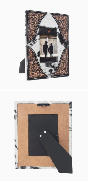 Sequoia Whisper Handtooled Leather Photo Frame in Espresso Cream