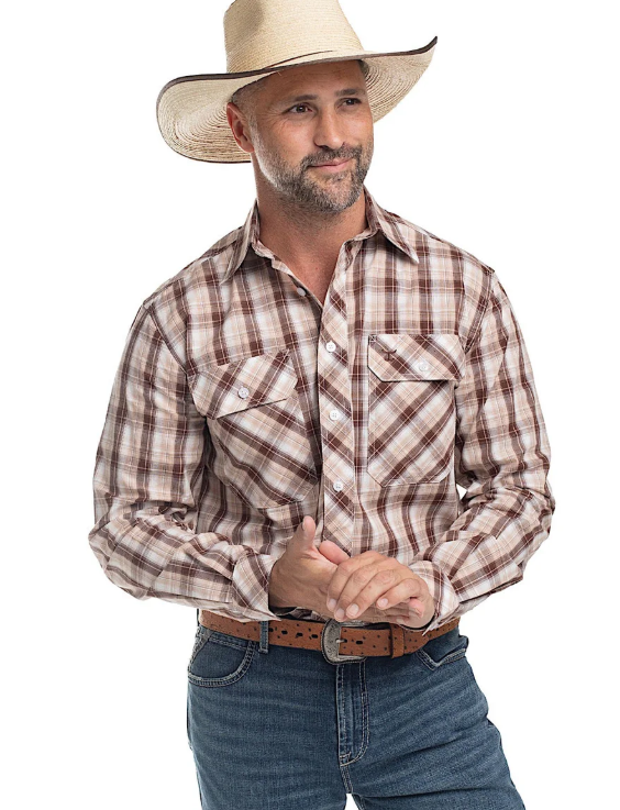 Just Country Mens Austin Full Button Print Workshirt - MWLS2656