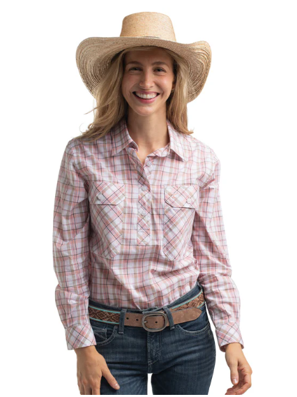 Just Country Ladies Georgie Half Button Print L/S Shirt - WWLS2661