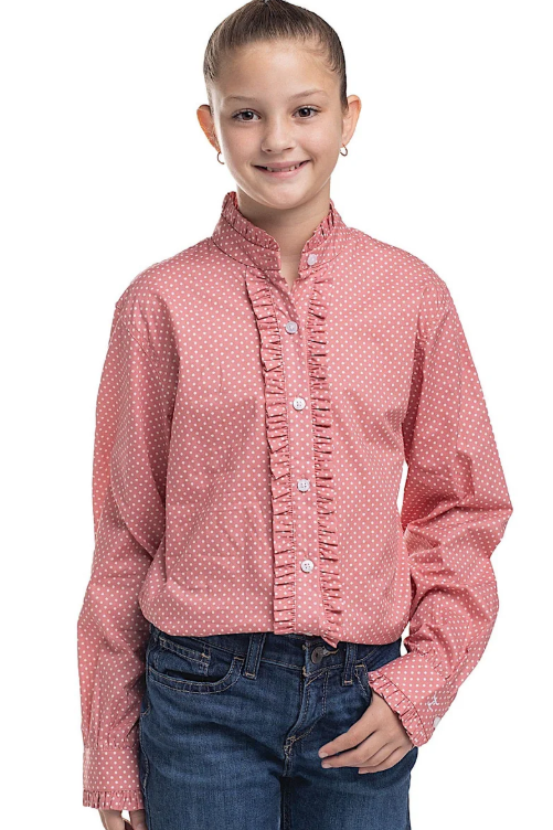 Just Country Girls Gracie Frills Full Button Print Workshirt - GWLS2660