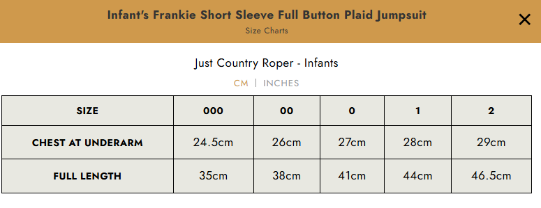Just Country Infant Frankie S/S Full Button Jumpsuit - IWSS2656