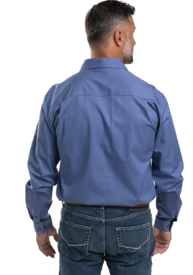 Just Country Mens Cameron 1/2 Button L/S Shirt - Blue - 10101BLU