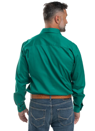 Just Country Mens Cameron 1/2 Button L/S Shirt - Dark Green - 10101DKG