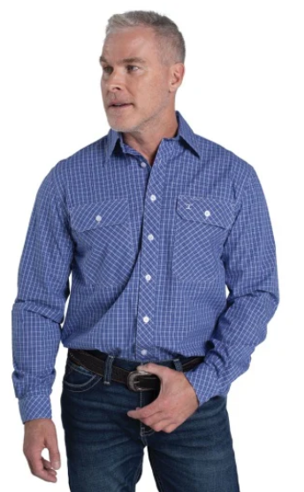 Just Country Mens Austin Full Button Mini Check Workshirt - MWLS2626